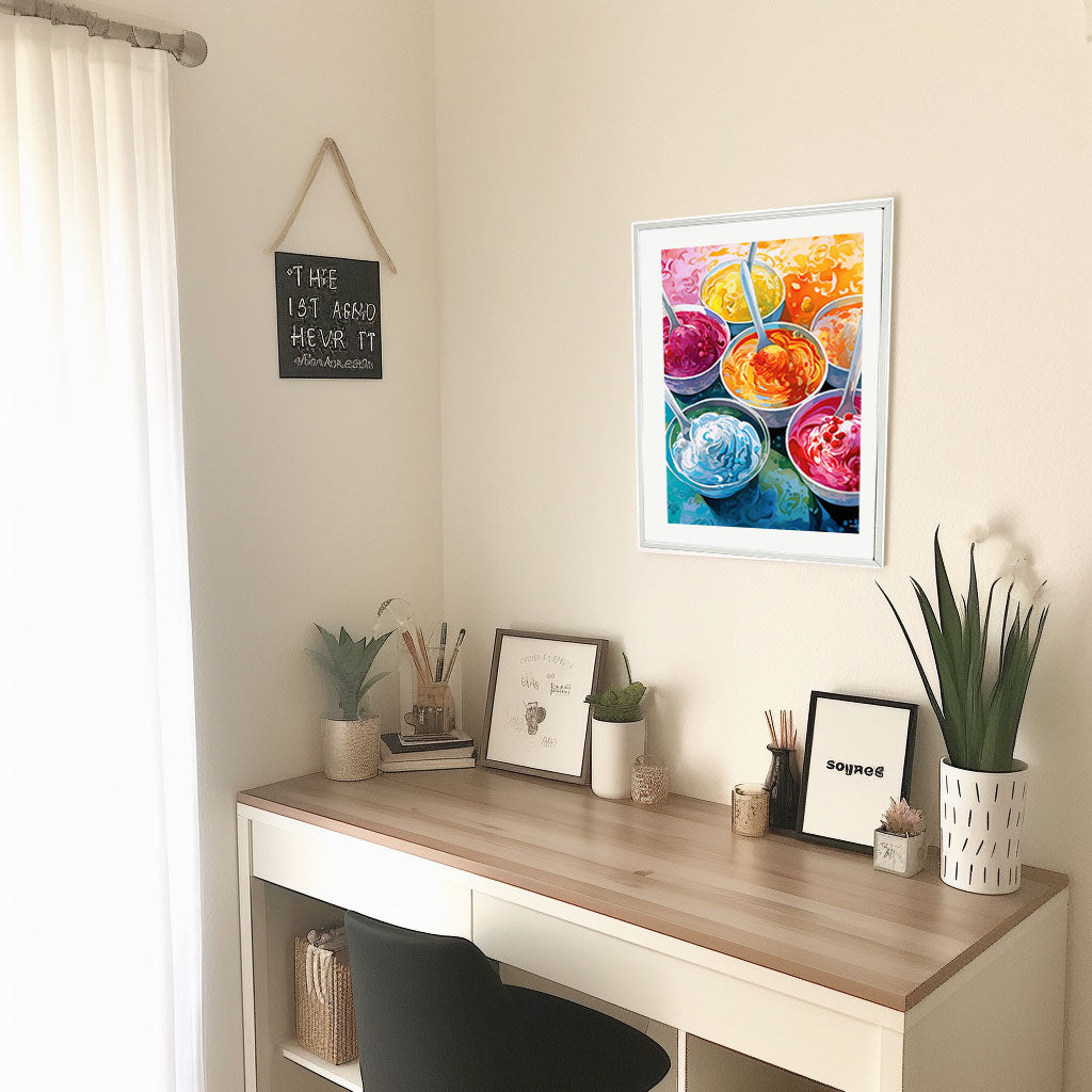 かき氷のアートポスター机配置イメージ