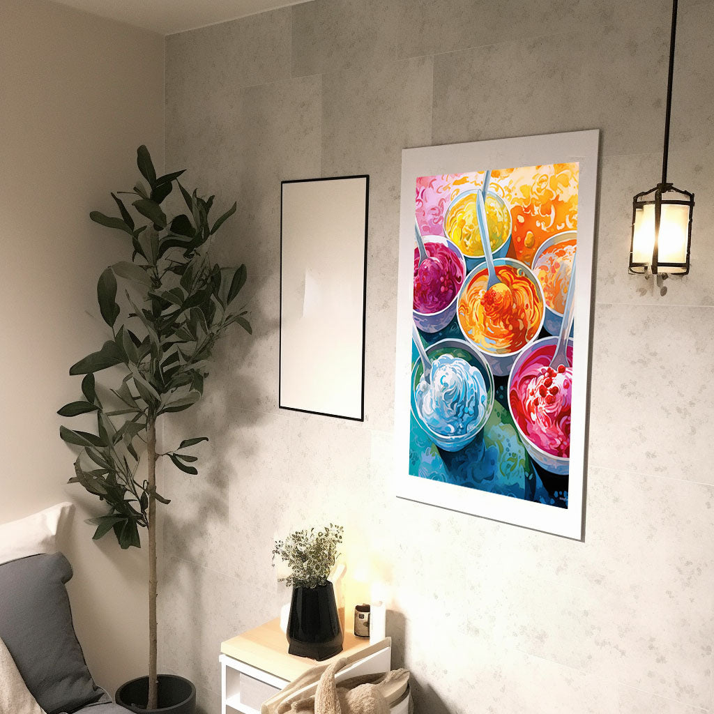 かき氷のアートポスター廊下配置イメージ