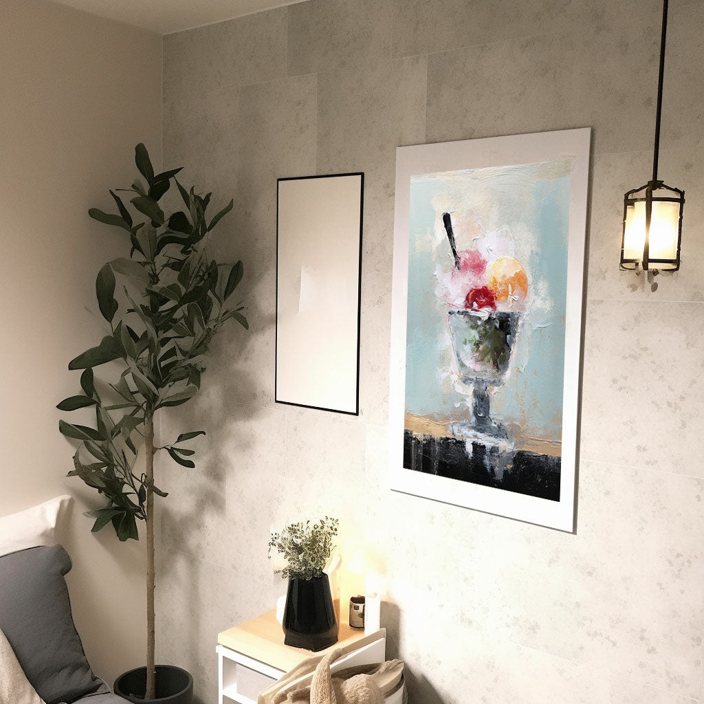 かき氷のアートポスター廊下配置イメージ