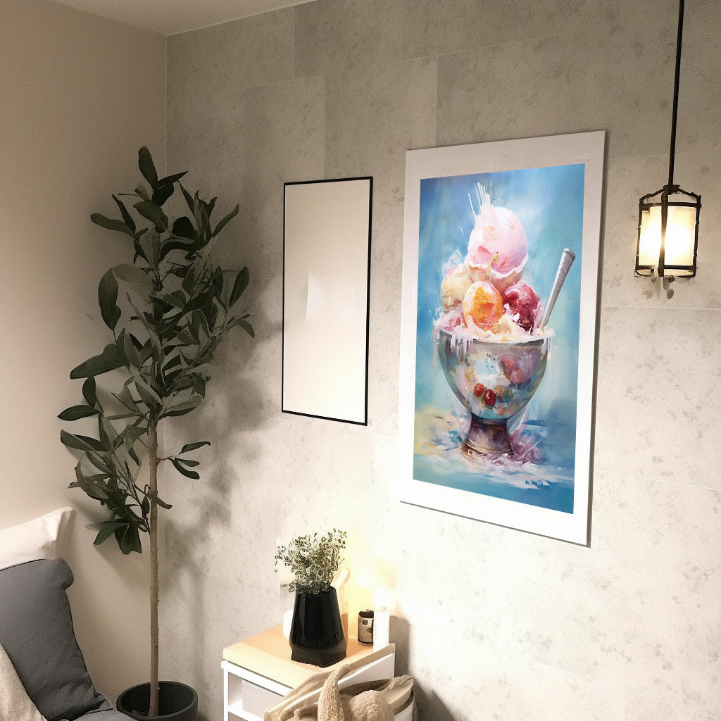 かき氷のアートポスター廊下配置イメージ