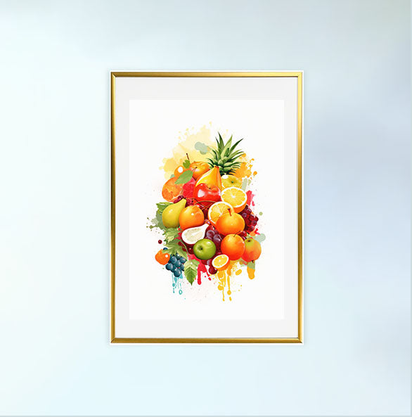 かき氷のアートポスター金フレームあり