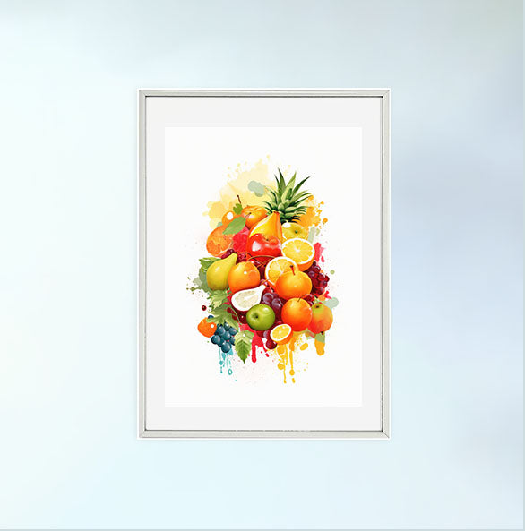 かき氷のアートポスター銀フレームあり