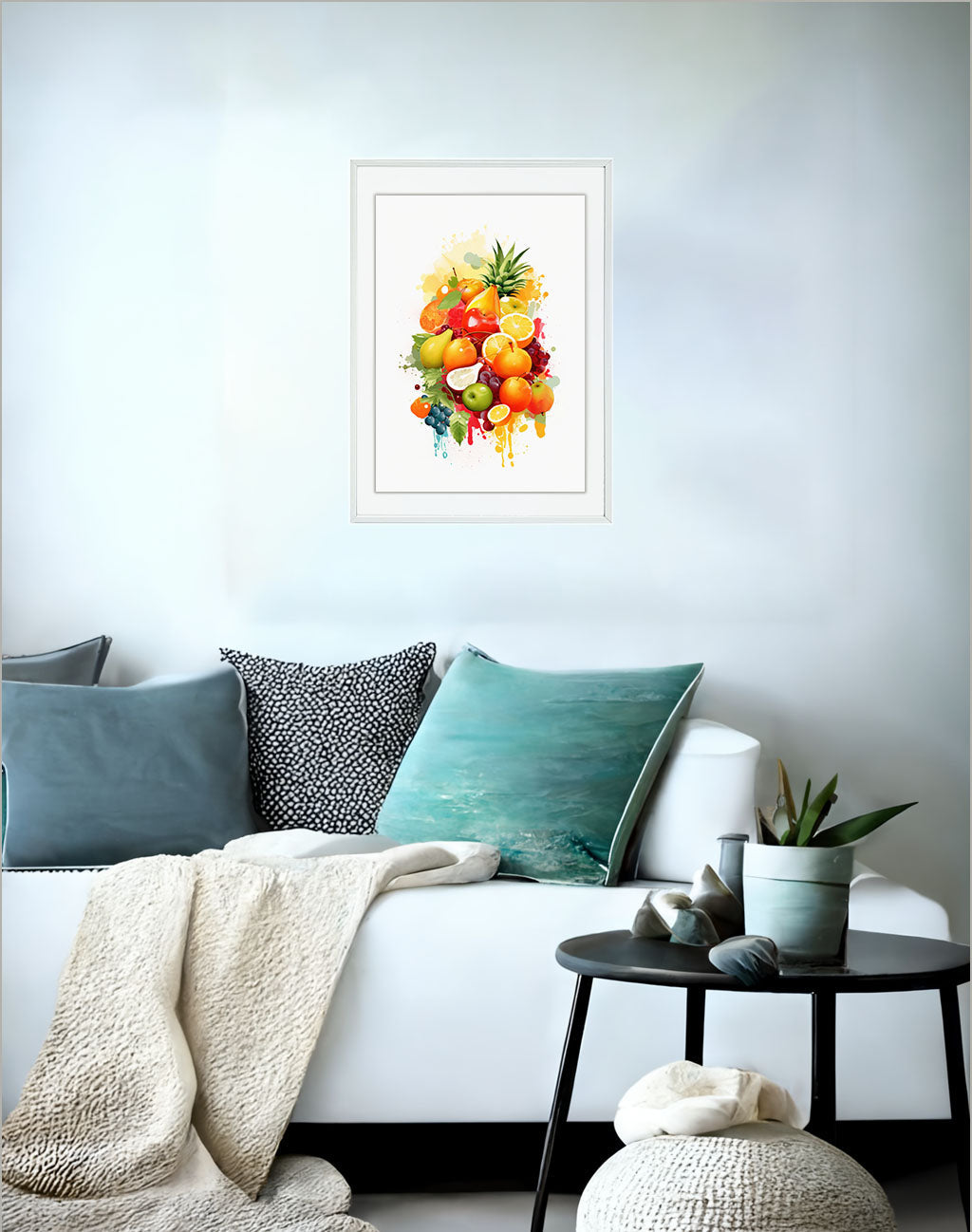 かき氷のアートポスターソファ配置イメージ