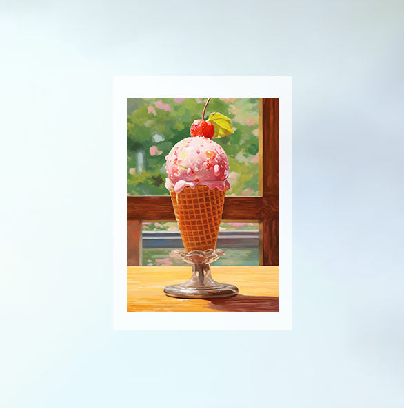 かき氷のアートポスター原画のみ設置イメージ