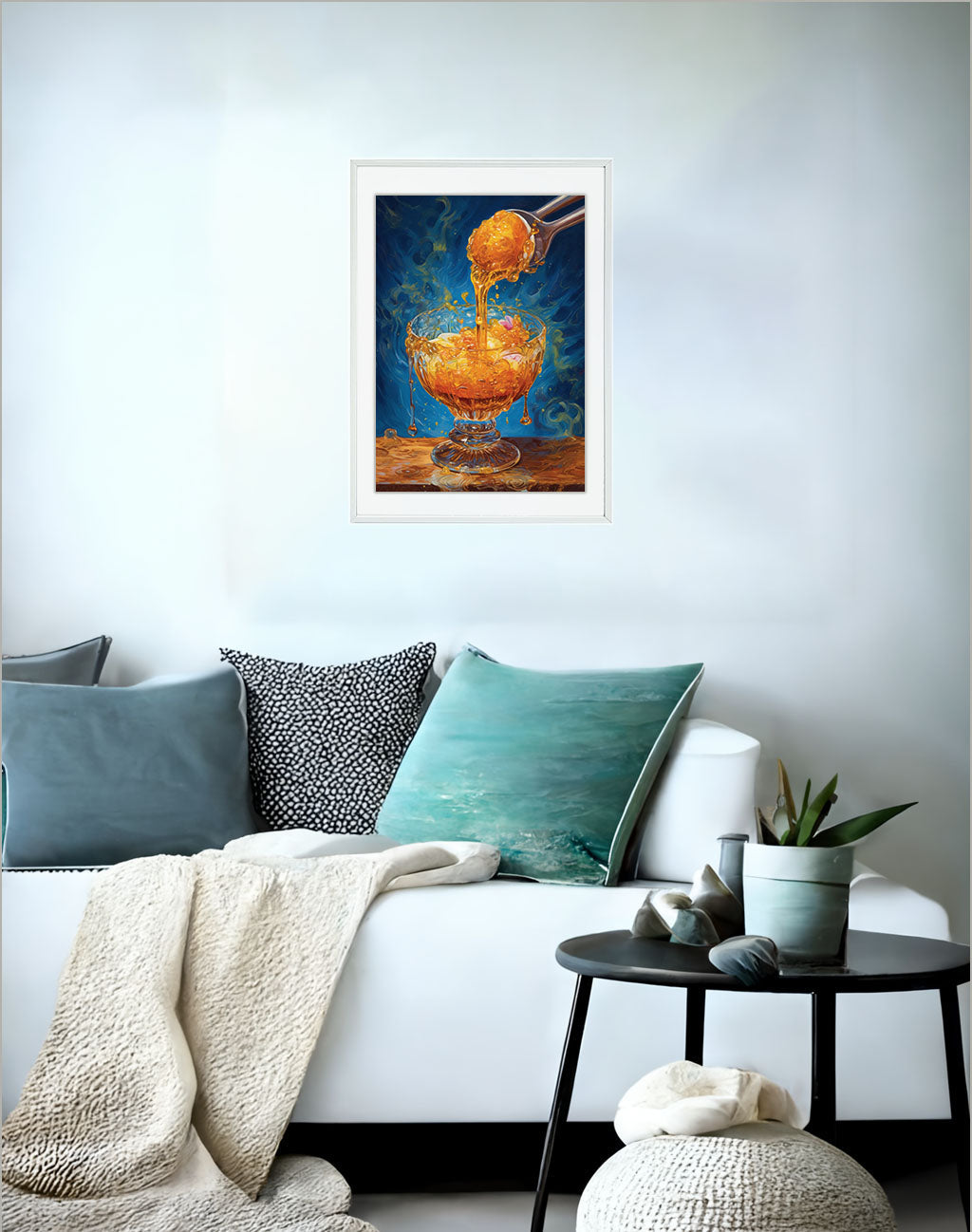 かき氷のアートポスターソファ配置イメージ