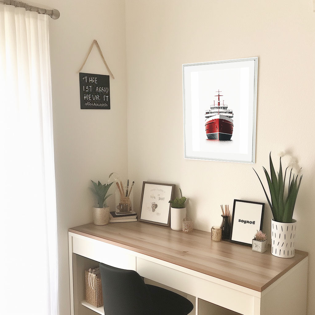 船のアートポスター机配置イメージ