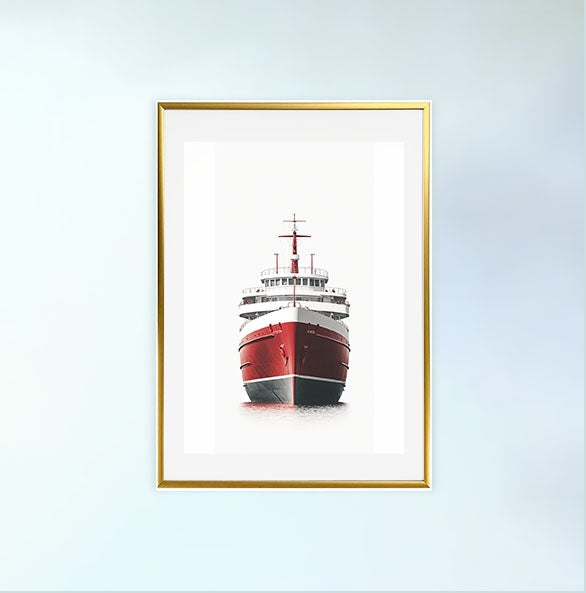 船のアートポスター金フレームあり