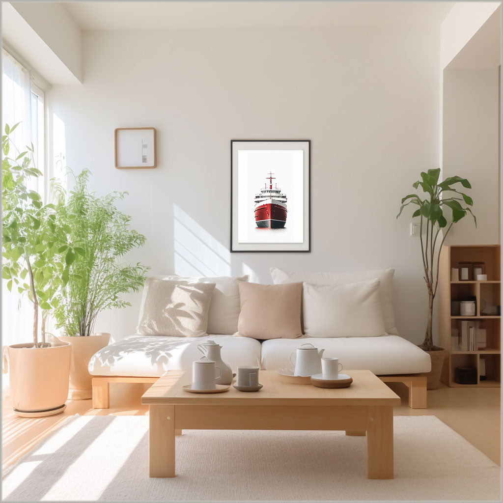 船のアートポスターリビング配置イメージ