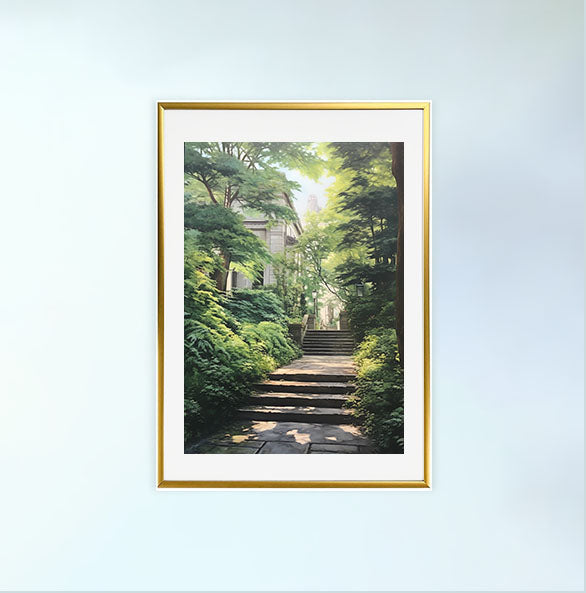 神社のアートポスター金フレームあり