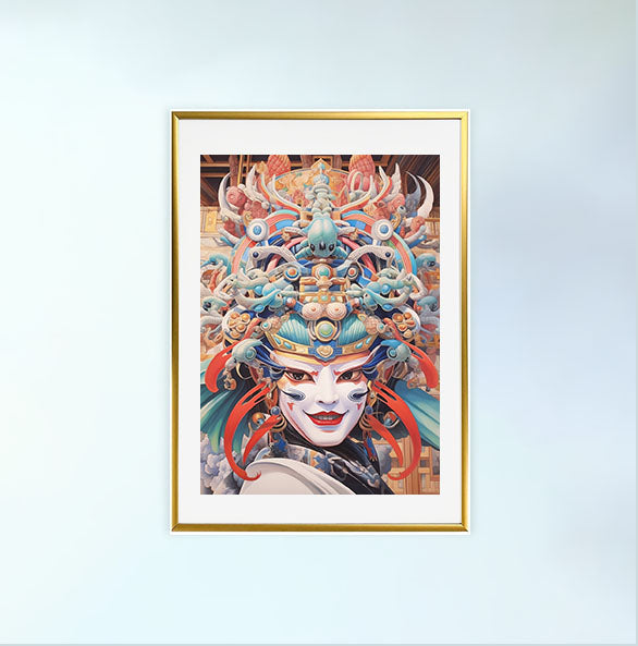神社のアートポスター金フレームあり