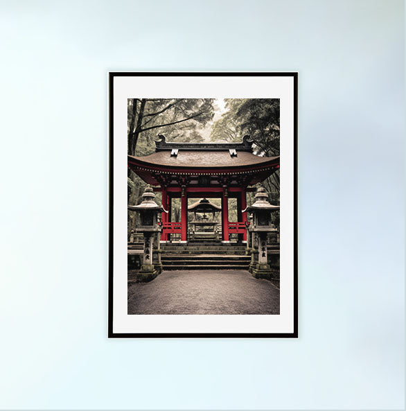 神社のアートポスター黒フレームあり