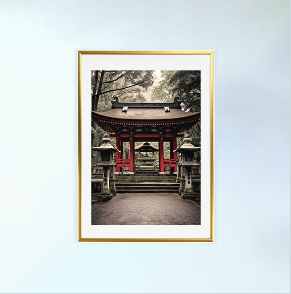 神社のアートポスター金フレームあり