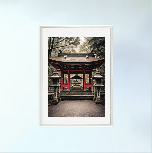 神社のアートポスター銀フレームあり
