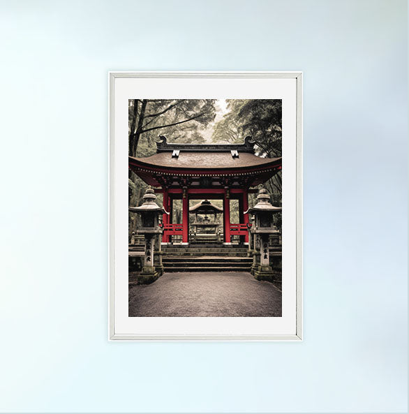 神社のアートポスター白フレームあり