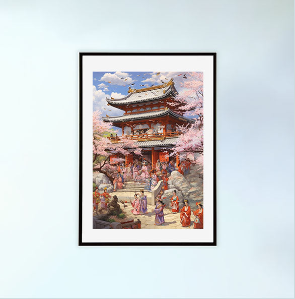 神社のアートポスター黒フレームあり