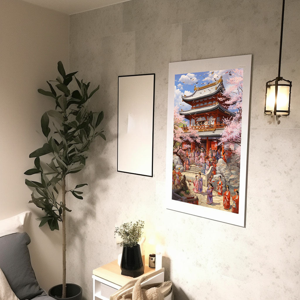 神社のアートポスター廊下配置イメージ