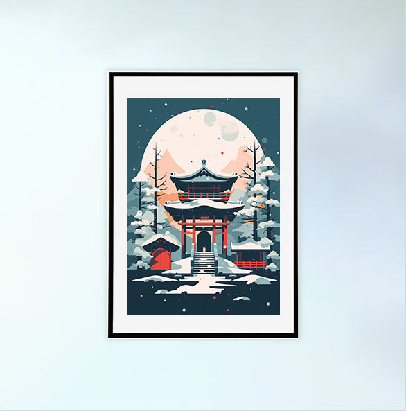 神社のアートポスター黒フレームあり