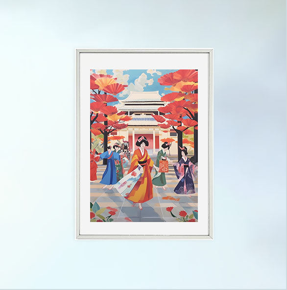 神社のアートポスター銀フレームあり