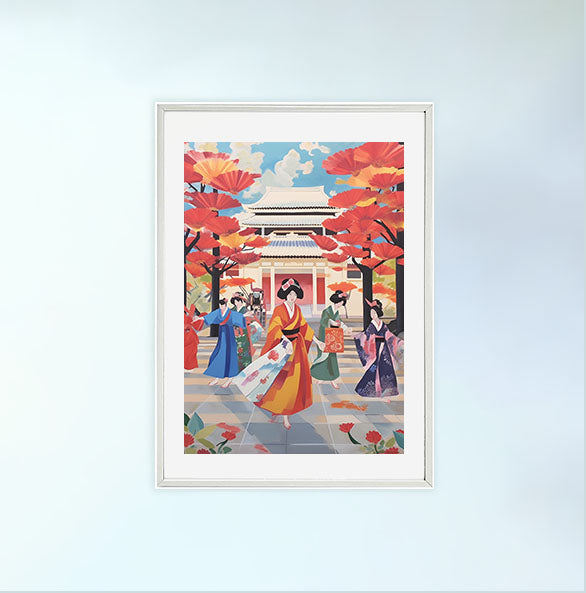 神社のアートポスター白フレームあり
