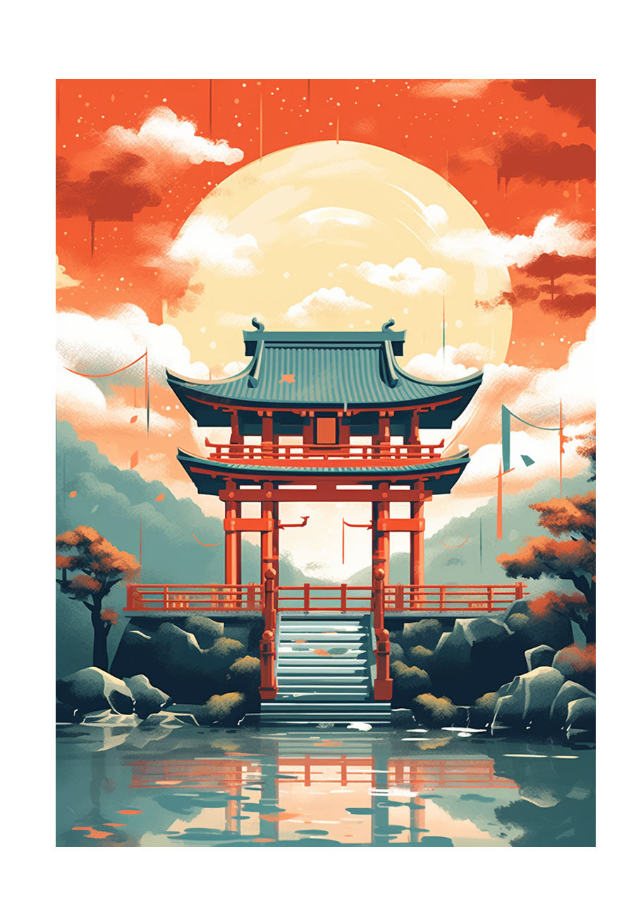 神社のアートポスター原画のみ