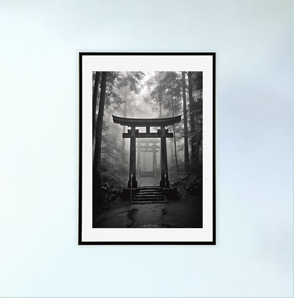森のアートポスター黒フレームあり