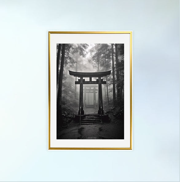 森のアートポスター金フレームあり