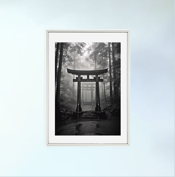 森のアートポスター銀フレームあり