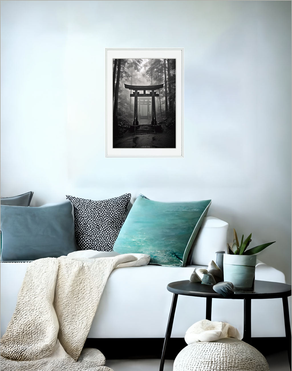 森のアートポスターソファ配置イメージ