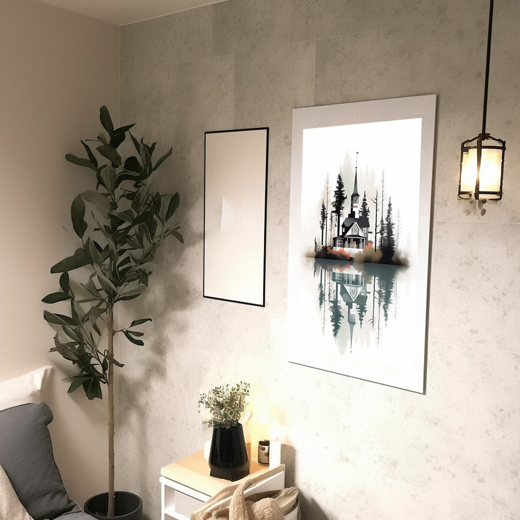 森のアートポスター廊下配置イメージ