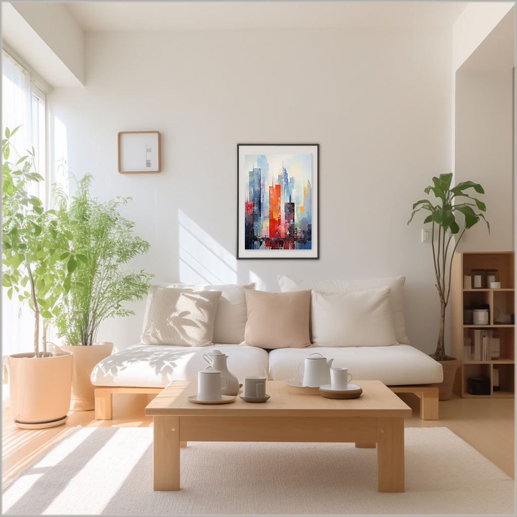 シルエットのアートポスターリビング配置イメージ