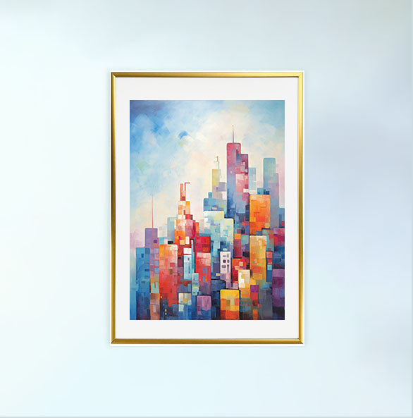 シルエットのアートポスター金フレームあり