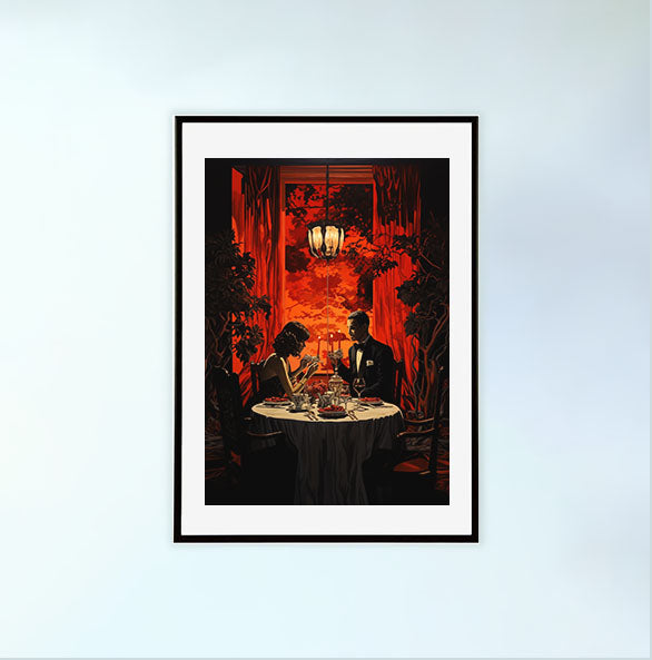 シルエットのアートポスター黒フレームあり