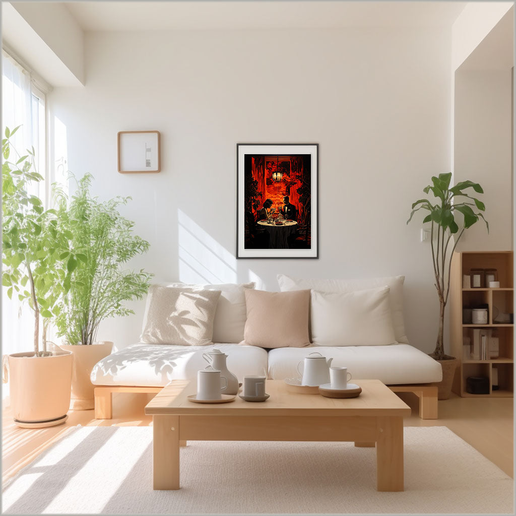 シルエットのアートポスターリビング配置イメージ