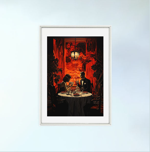 シルエットのアートポスター銀フレームあり