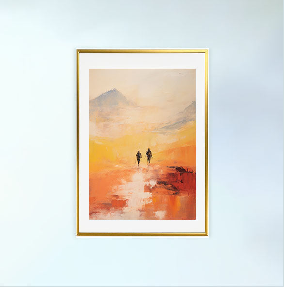 シルエットのアートポスター金フレームあり