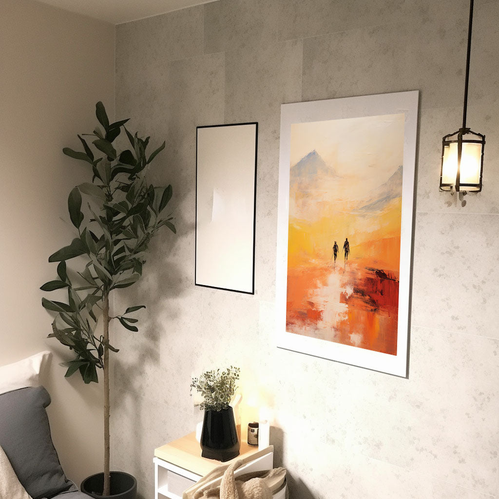 シルエットのアートポスター廊下配置イメージ