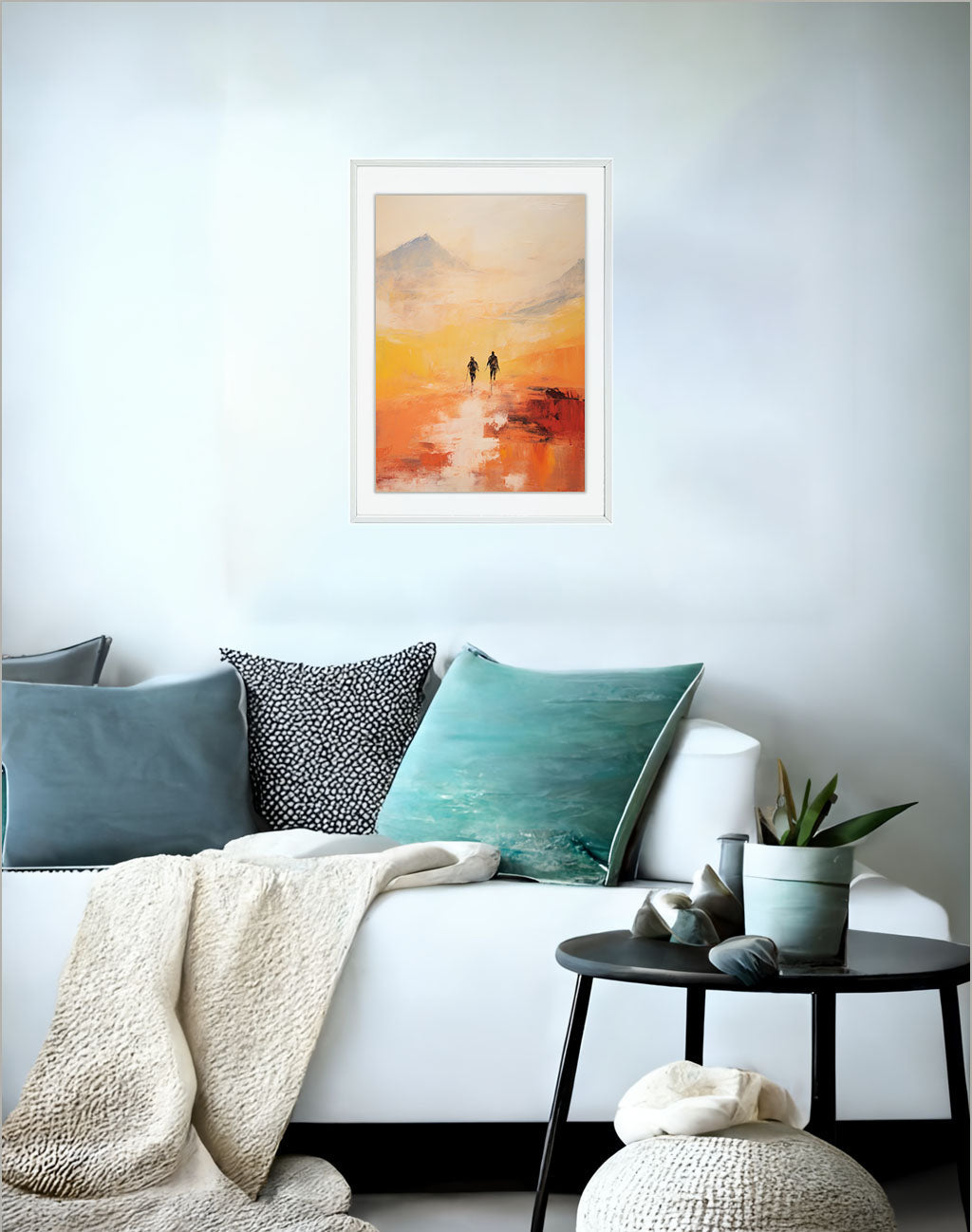 シルエットのアートポスターソファ配置イメージ