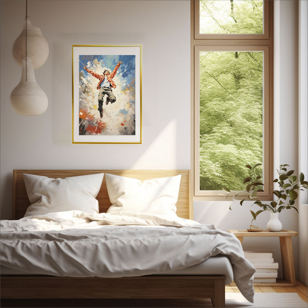 シルエットのアートポスター寝室配置イメージ