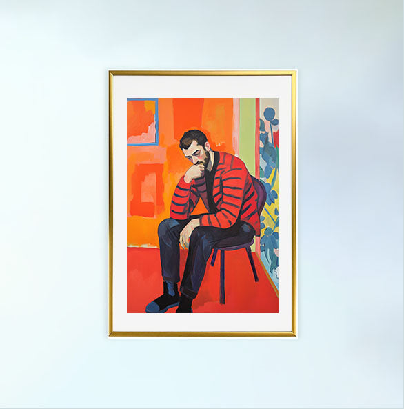 シルエットのアートポスター金フレームあり