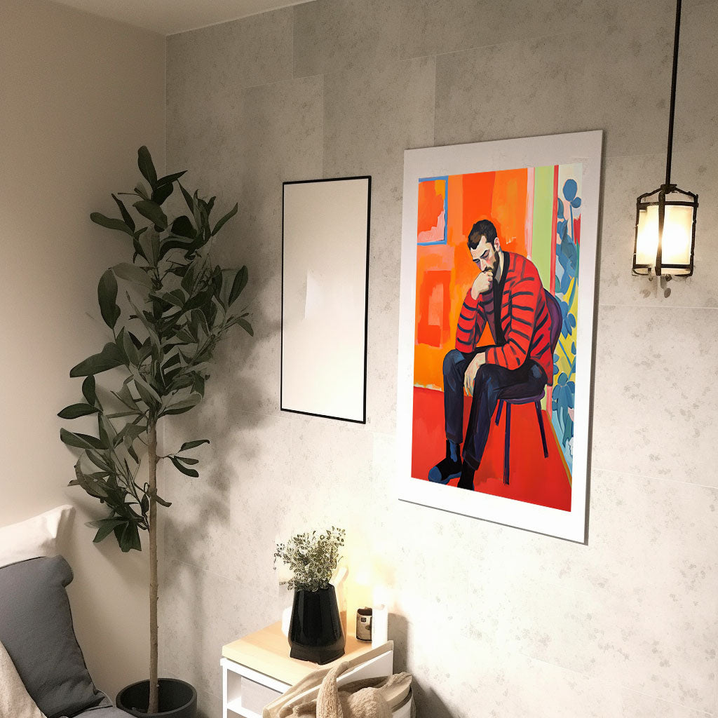 シルエットのアートポスター廊下配置イメージ