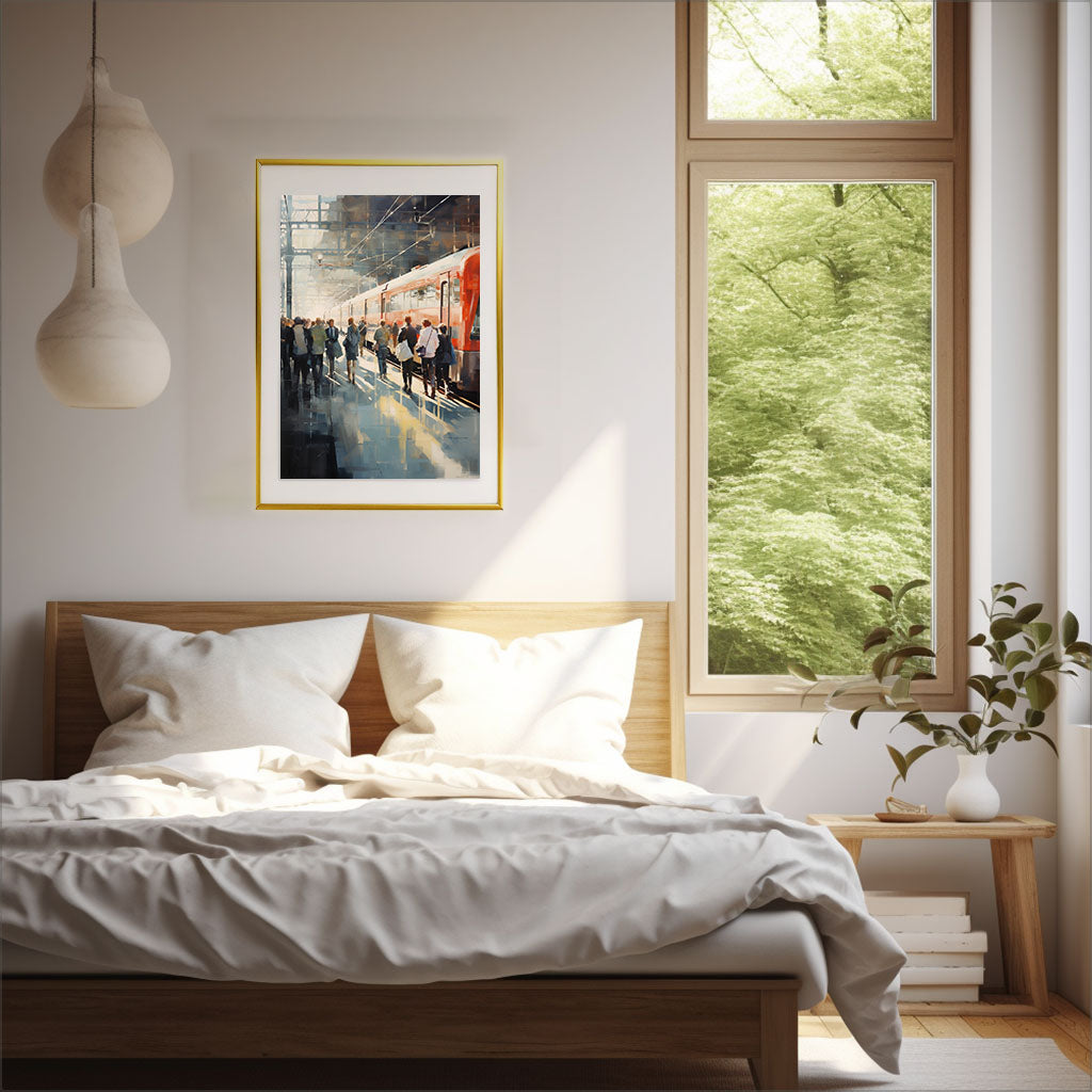 シルエットのアートポスター寝室配置イメージ