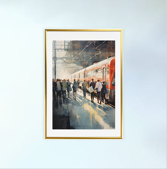 シルエットのアートポスター金フレームあり