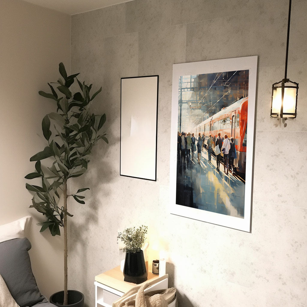 シルエットのアートポスター廊下配置イメージ