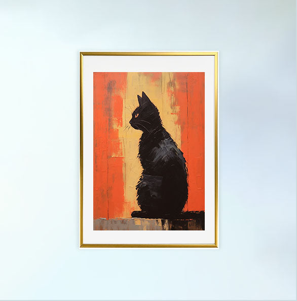 シルエットのアートポスター金フレームあり