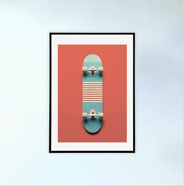 スケートボードのアートポスター黒フレームあり