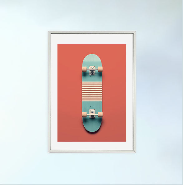 スケートボードのアートポスター銀フレームあり