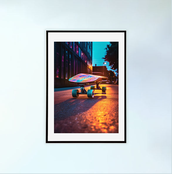 スケートボードのアートポスター黒フレームあり