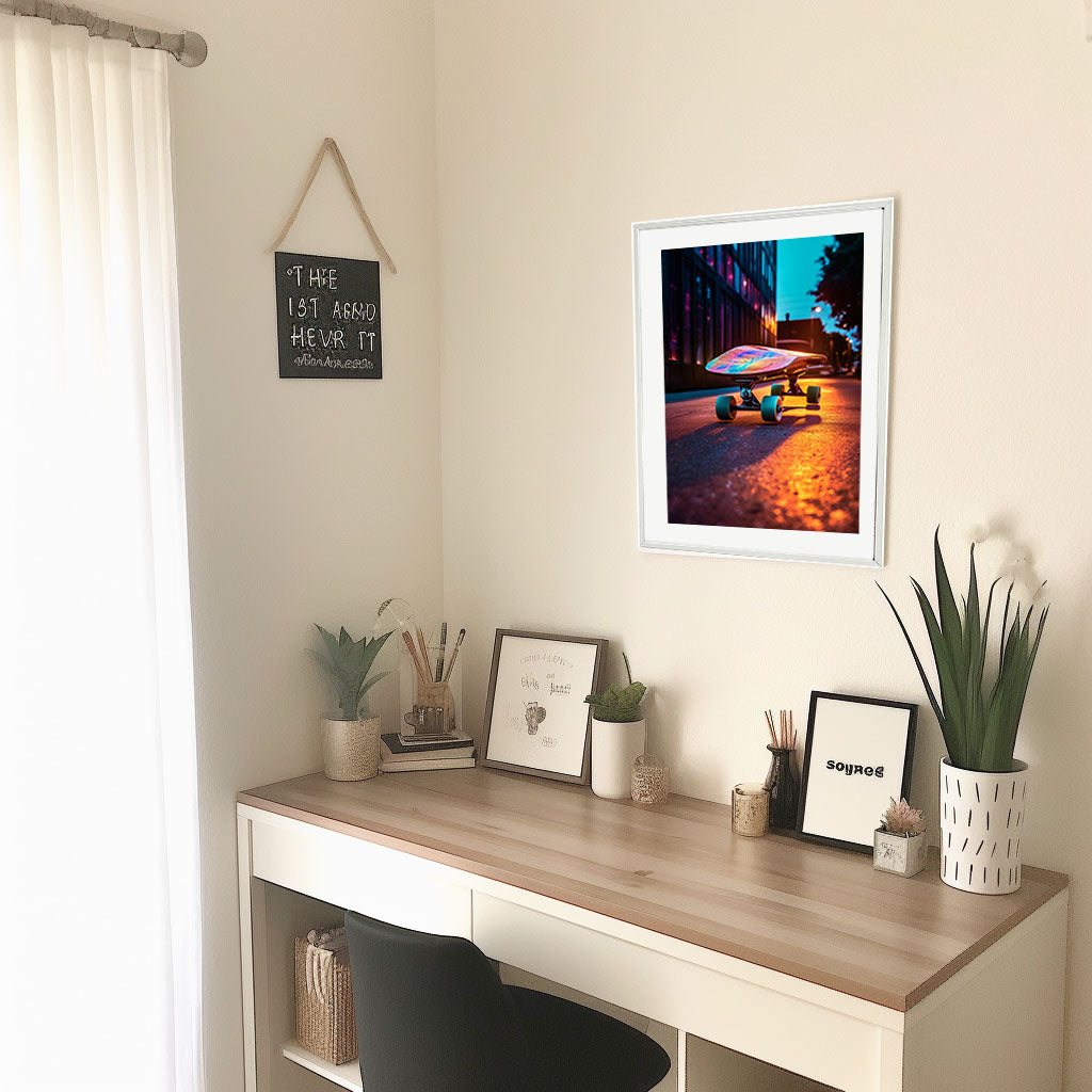スケートボードのアートポスター机配置イメージ