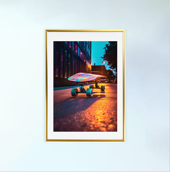 スケートボードのアートポスター金フレームあり