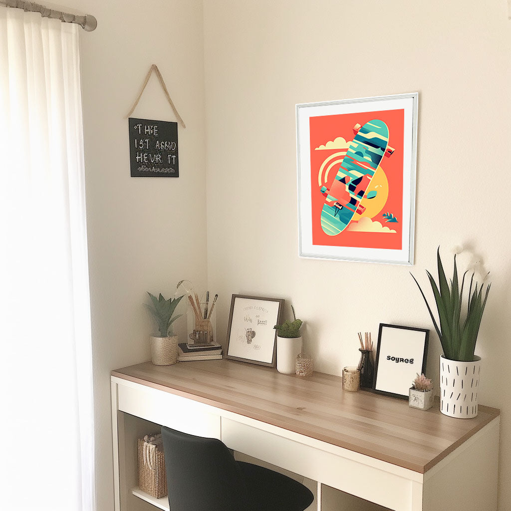 スケートボードのアートポスター机配置イメージ